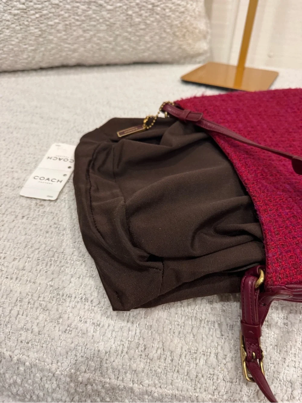 vintage Coach tweed and leather shoulder bag